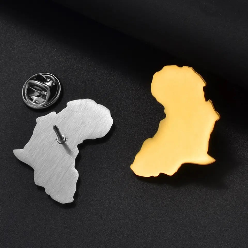 African Map Brooch
