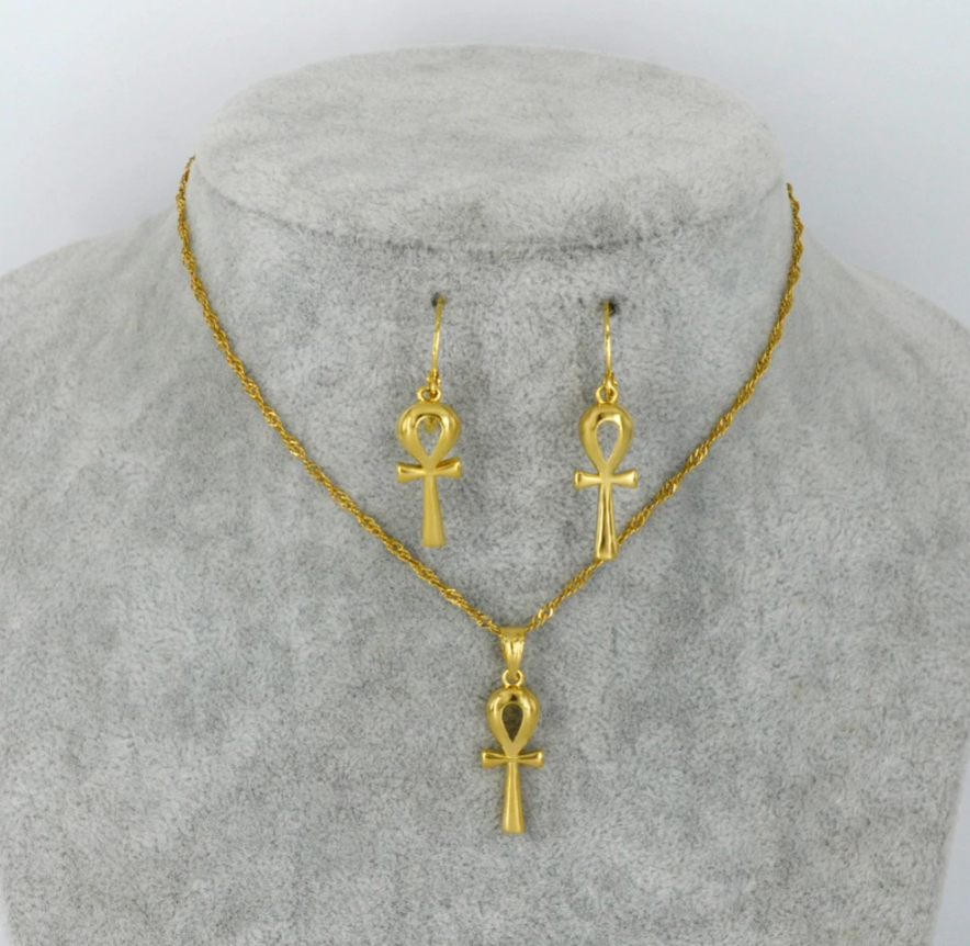 Ankh Chain & Earrings Set