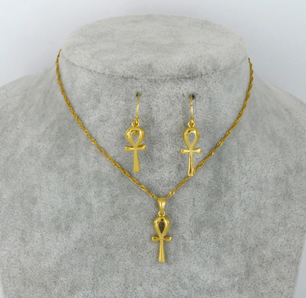 Ankh Chain & Earrings Set