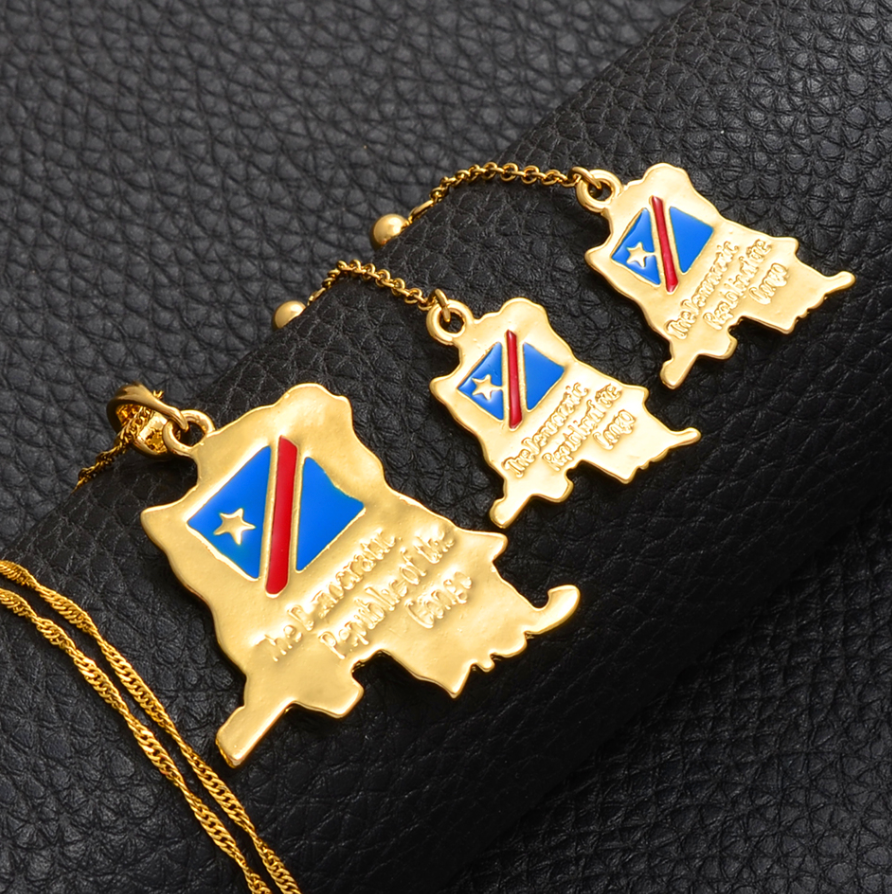 Congo Solid Flag Chain & Drop Earrings Set