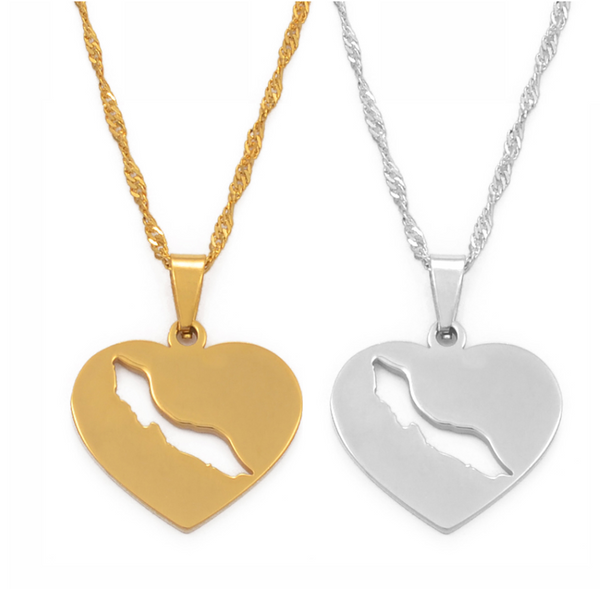 Curacao Solid Heart Map Chain