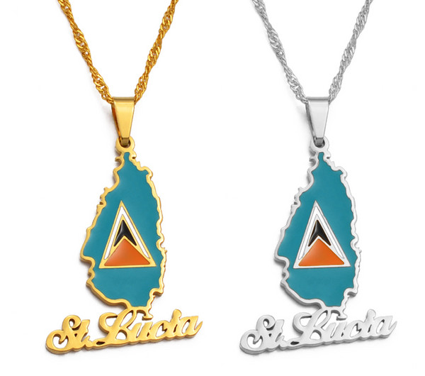 St. Lucia Flag & Word Chain