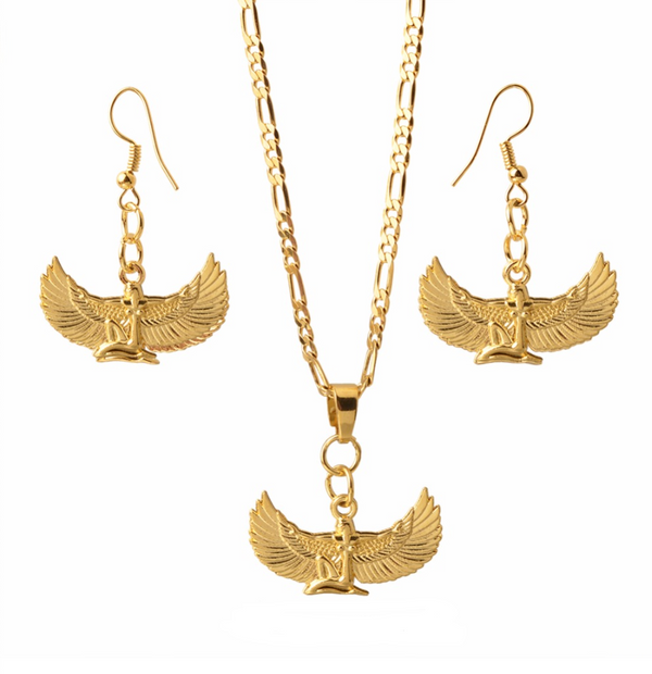 Egyptian Goddess Chain & Earrings Set