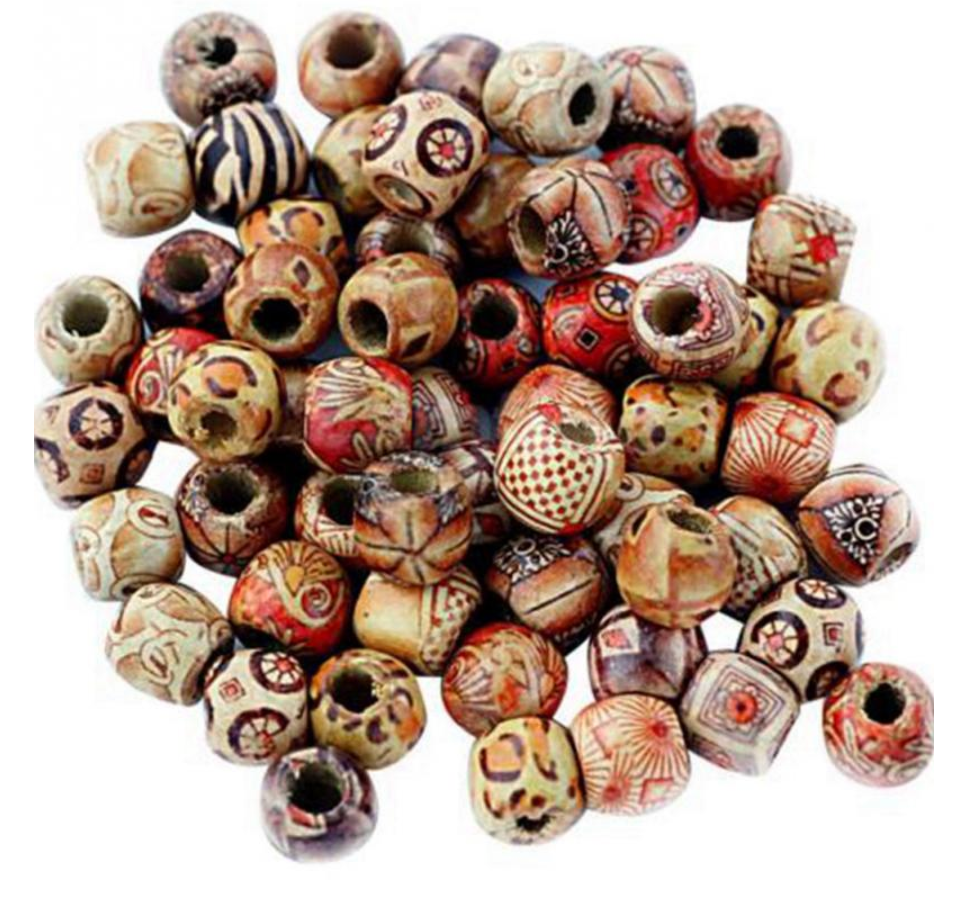 100PC Mixed Wooden Big Hole Beads