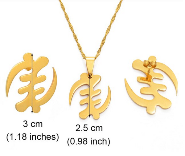 Gye Nyame Chain & Stud Earrings Set