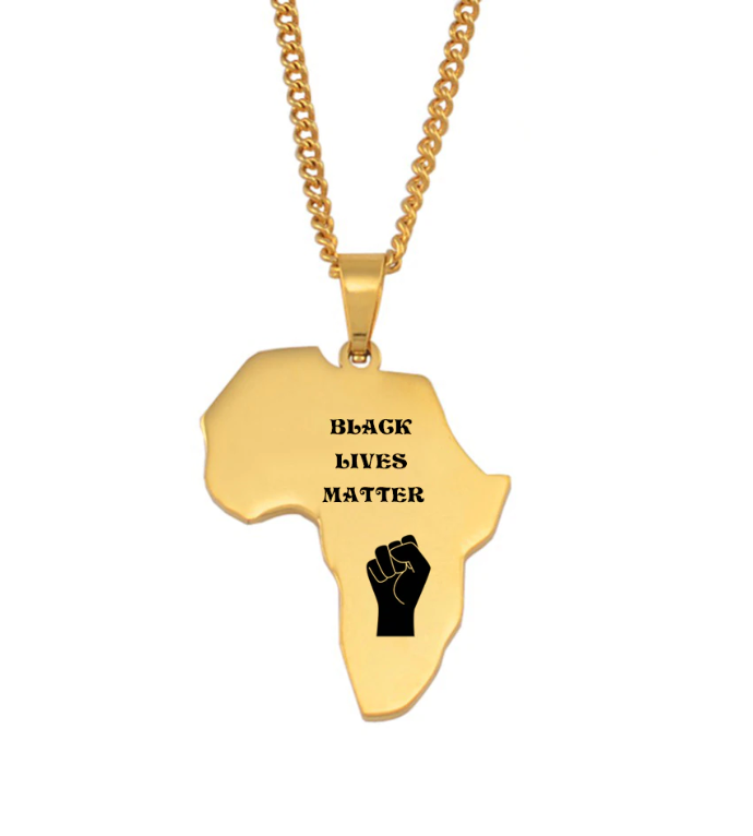 Black Lives Matter Engraved Solid Map Chain