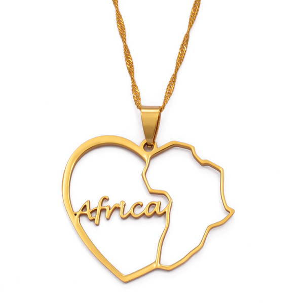 Africa Outline & Heart Map Chain