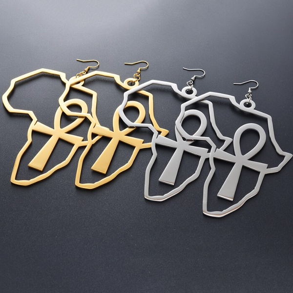 African Continent Ankh Hoops