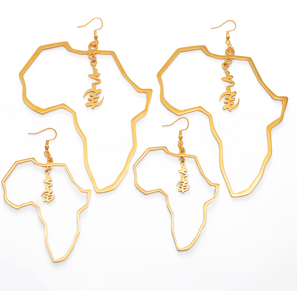 African Continent Gye Nyame Drop Hoops
