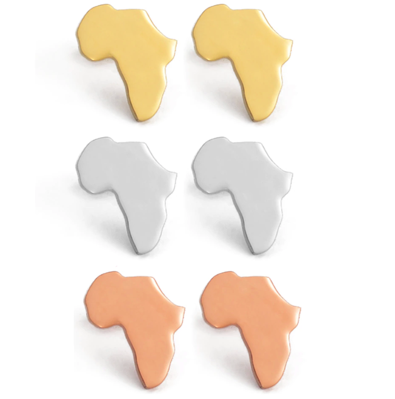 Africa Continent Stud Earrings