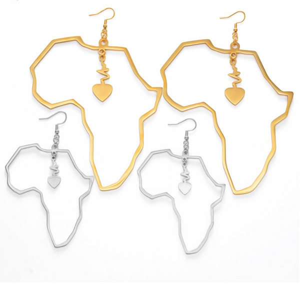 Heartbeat of Africa Continent Drop Hoops