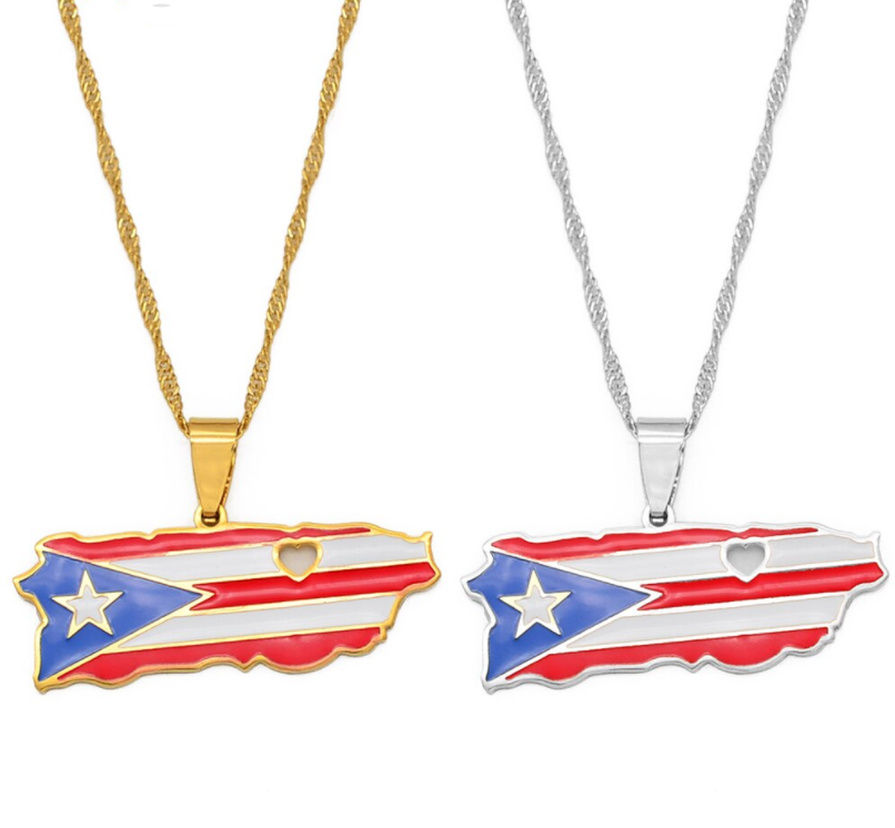 iHeart Puerto Rico Flag Chain