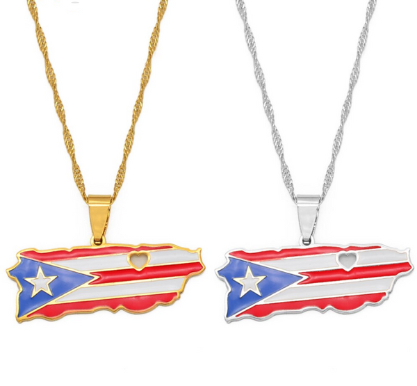 iHeart Puerto Rico Flag Chain