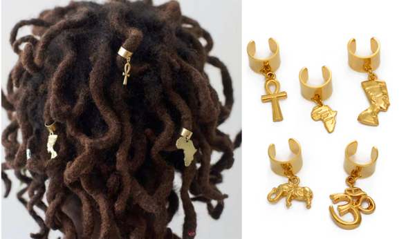 5 Piece Gold Cultural Hair Ring Set