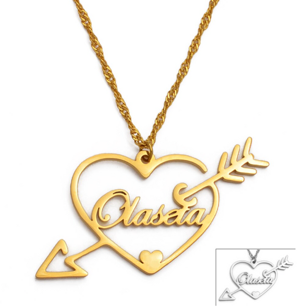 Custom Heart, Bow & Arrow Chain