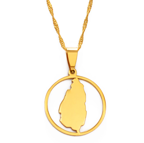 St. Lucia Solid Round Map Chain