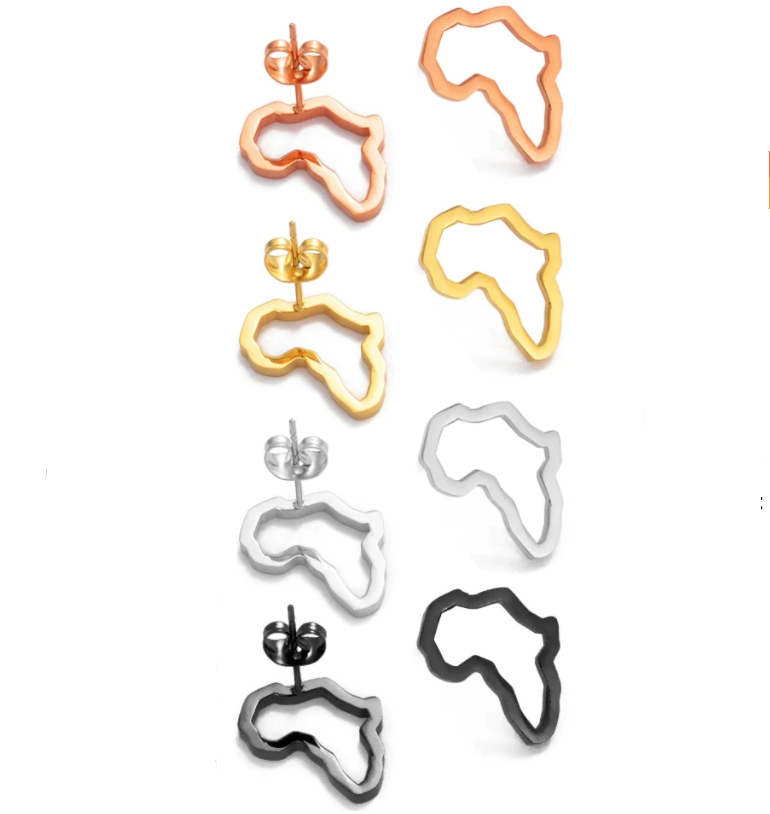 Outline of Africa Stud Earrings