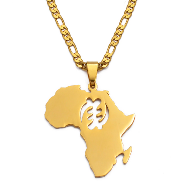 Africa Engraved with Gye Nyame Chain