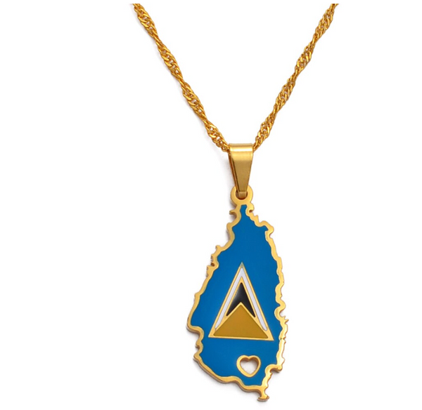 St. Lucia Heart Flag Chain